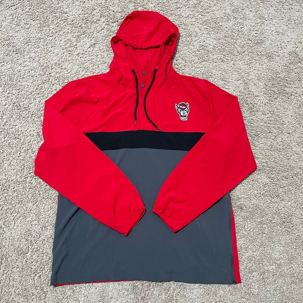 North Carolina State University Wolfpack Jacket Mens Large Red Grey Anorak NCAA - Picture 1 of 13